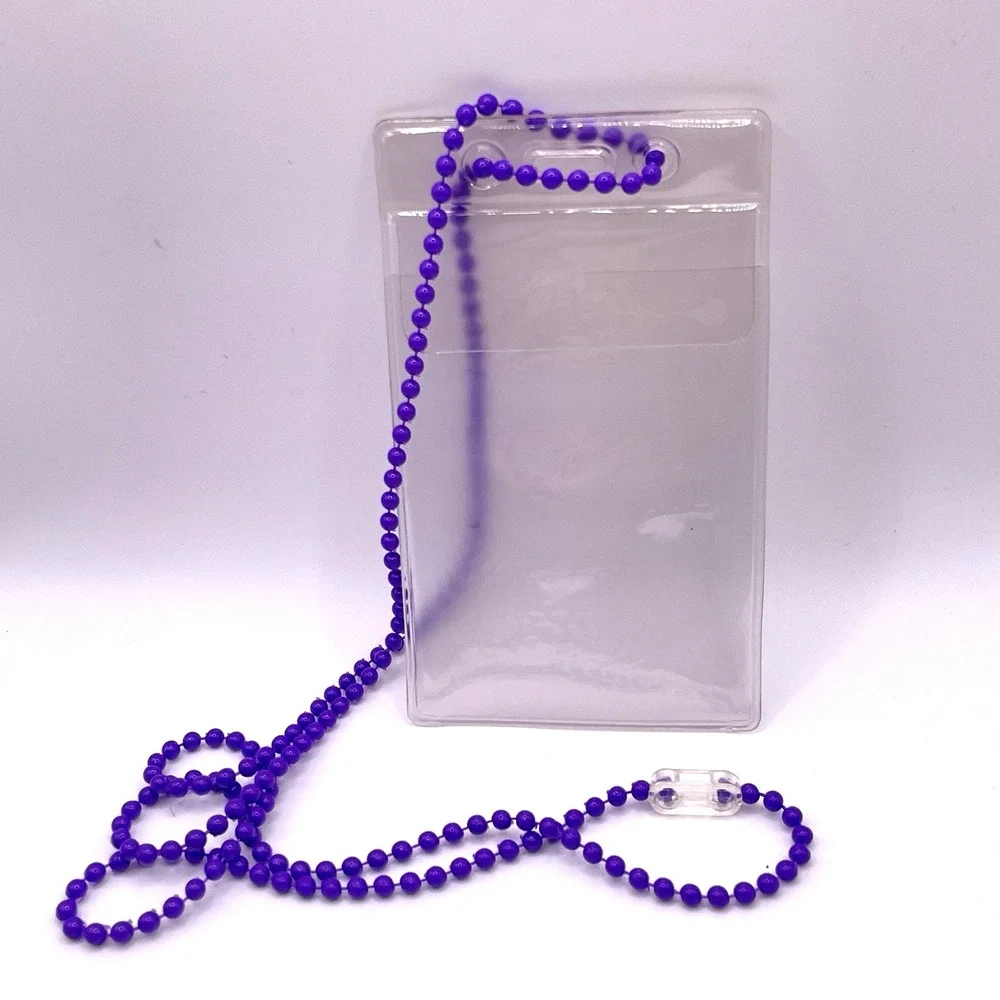 Vertical ID Badge Necklace Holder Vinyl‎ PURPLE Event Work LOT of 13